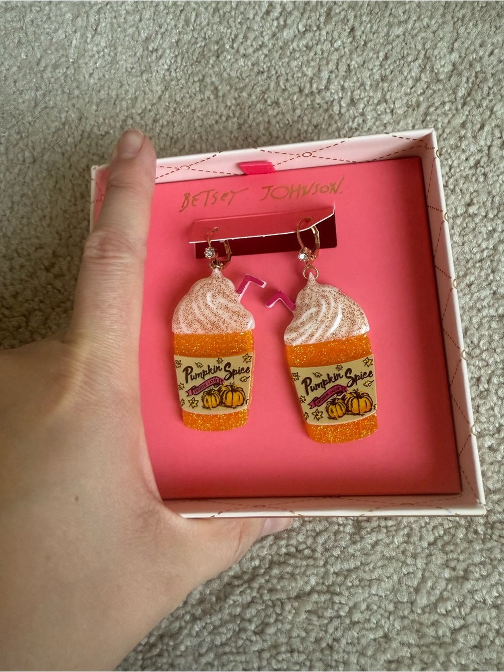 Betsey Johnson Pumpkin Spice latte Earrings